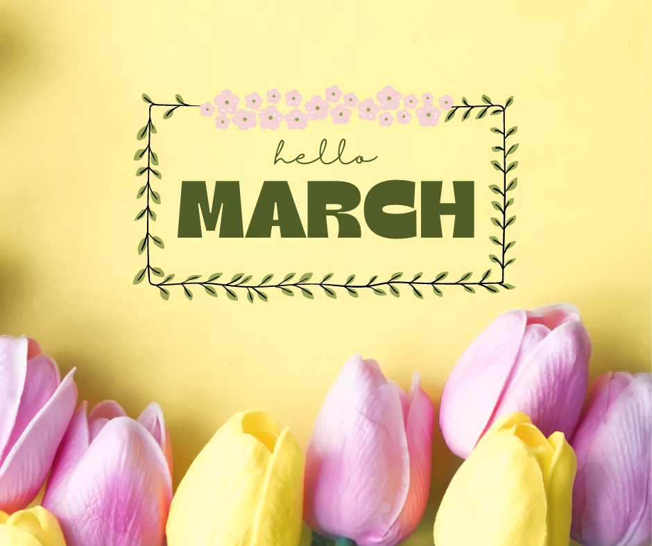 Yellow And Pink Minimalist Greeting Hello March Facebook Post Yellow And Pink Minimalist Greeting Hello March Facebook Post