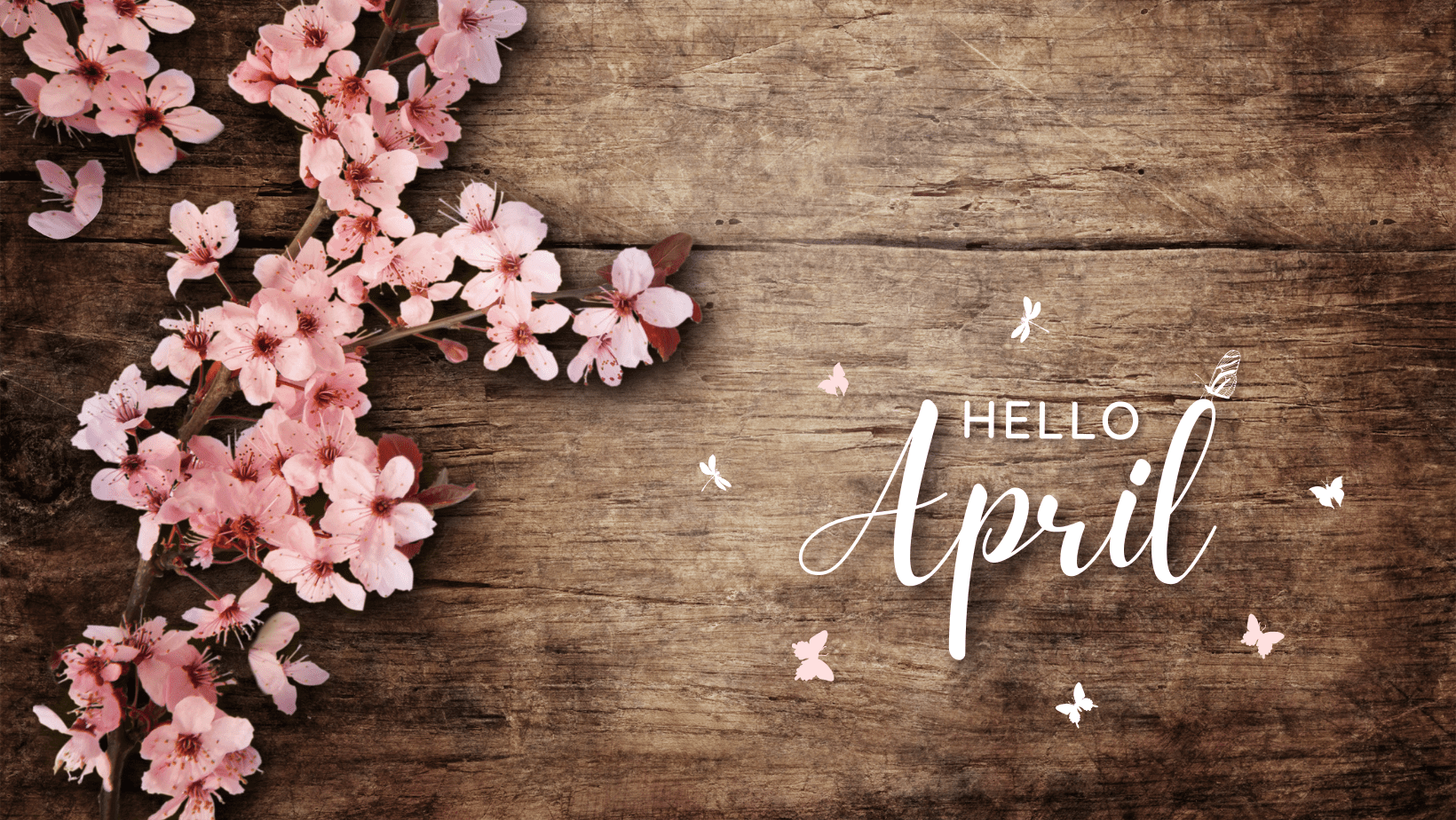 Pink And Braun Rustic Hello April Facebook Cover