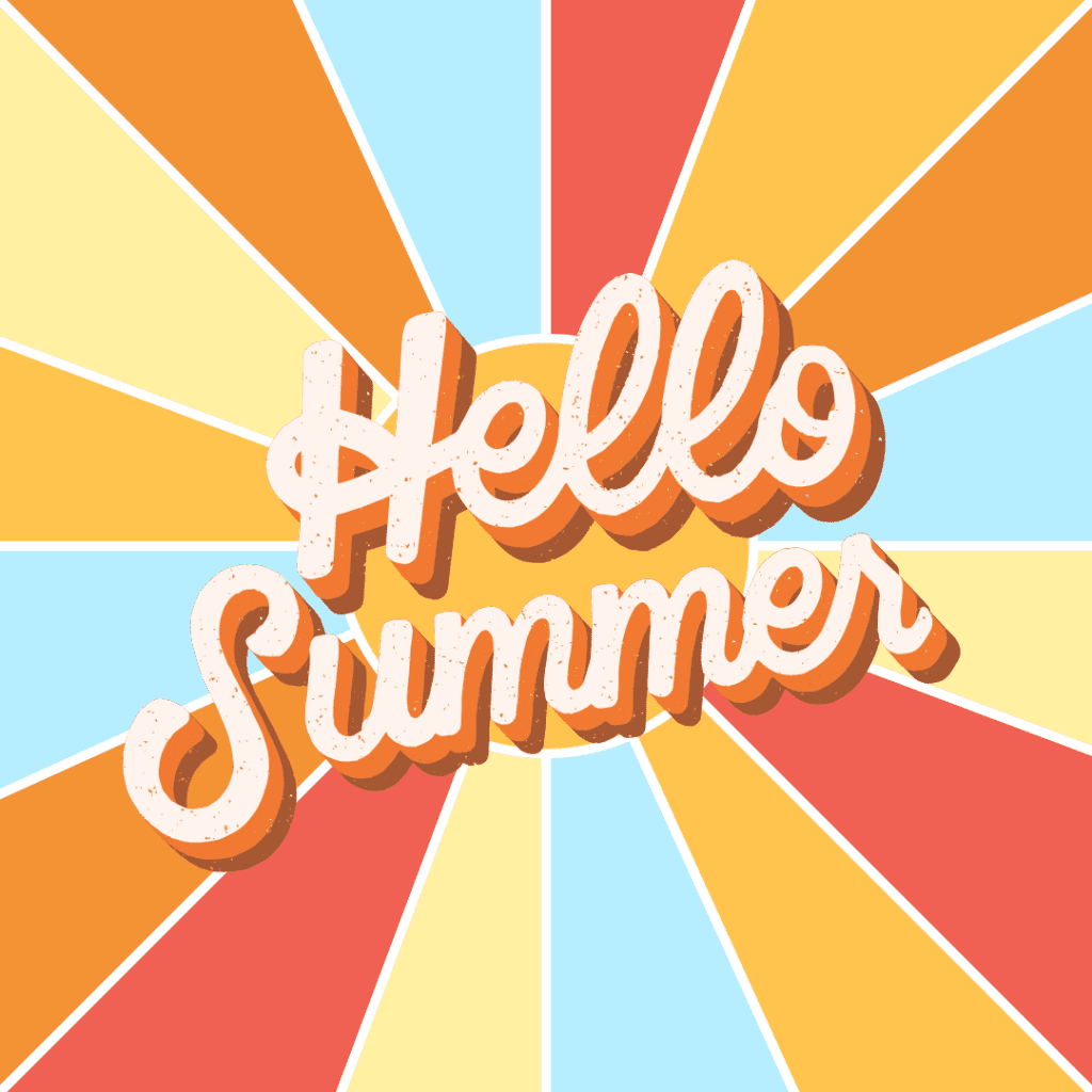 Colorful Retro Hello Summer Instagram Post