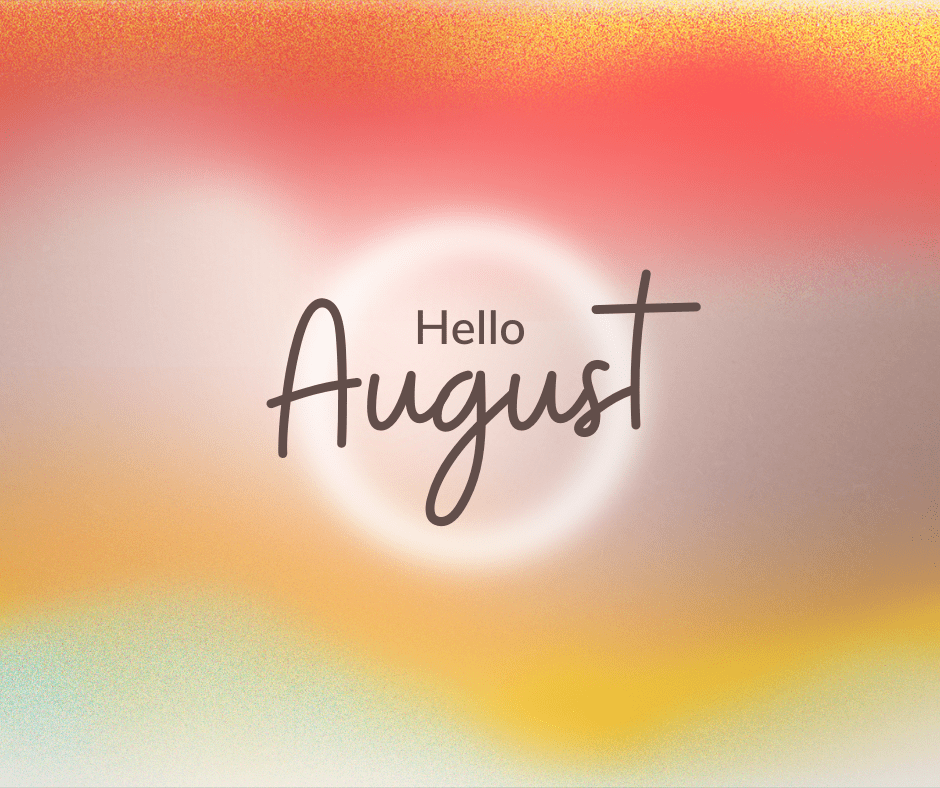 Colorful Blur Gradient Hello August Facebook Cover (Facebook Post (Landscape))