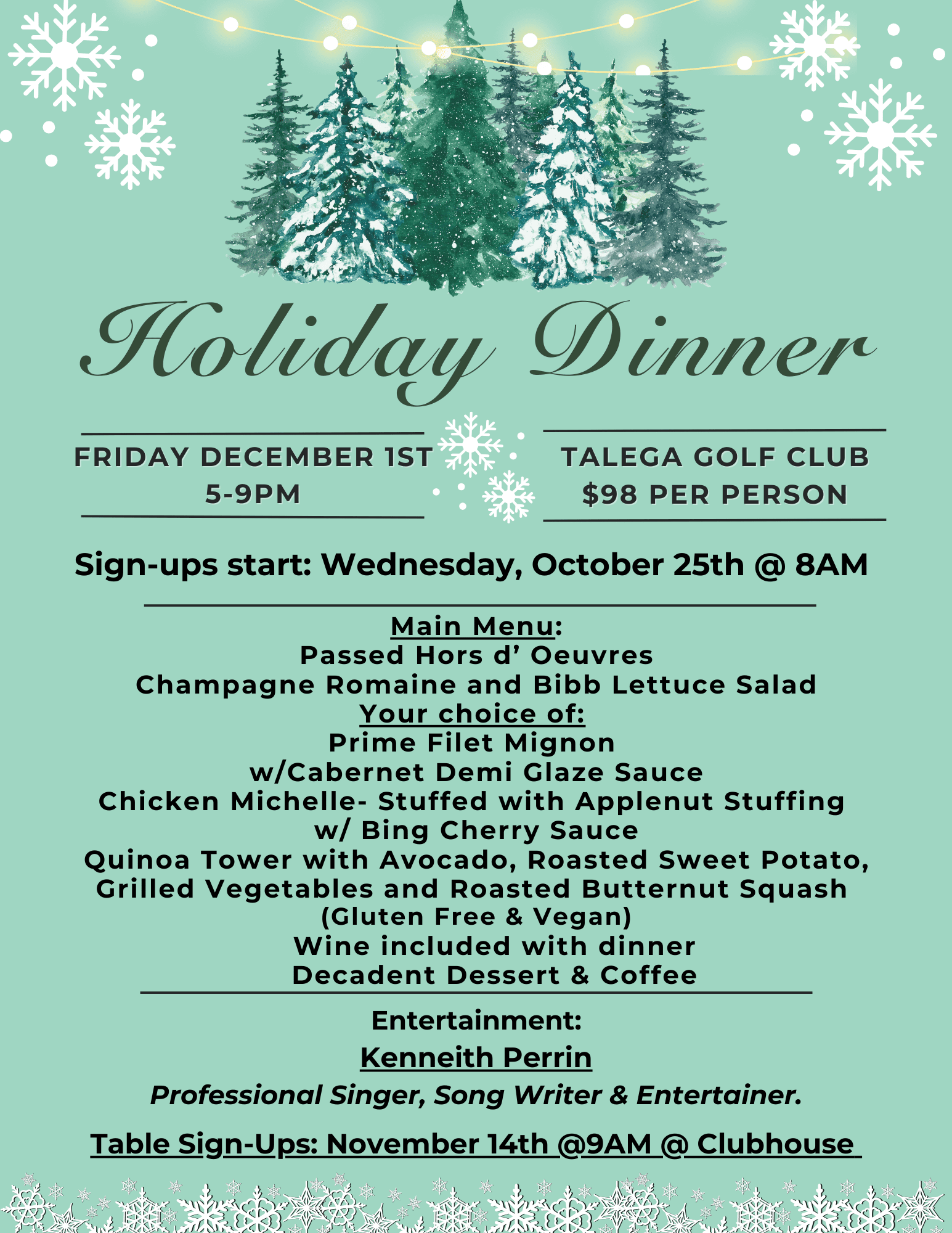 The Gallery Holiday Dinner Talega Golf Club — Talega Gallery