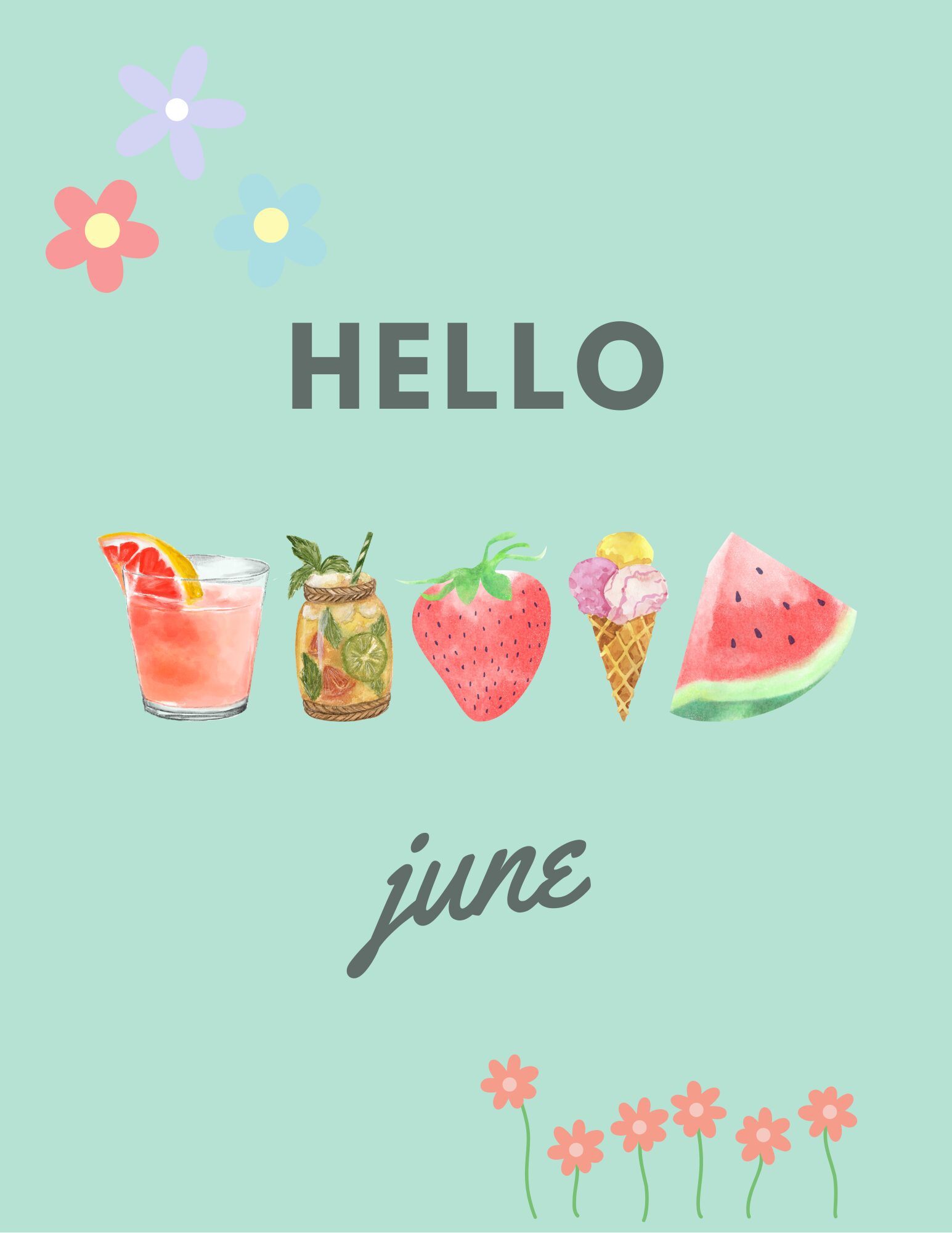 Blue Watercolor Hello June Instagram Post (Real Estate Flyer) Blue Watercolor Hello June Instagram Post (Real Estate Flyer)